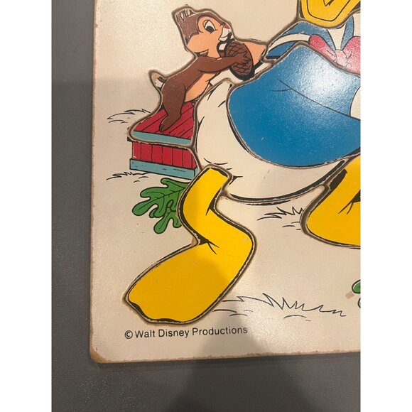 Vintage Playskool Disney Donald Duck W Chip & Dale Wooden Children’s‎ Puzzle - Picture 3 of 11